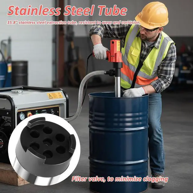 Alt view image 3 of 7 - 2480W Fuel Oil Transfer Pump, 26.4GPM Electric Self-Priming Gasoline Fluid Transfer Pump, Oil Extractor Pump with 35.8in Stainless Steel Tube & 6.6ft Wire Hose, for Gasoline Diesel Kerosene