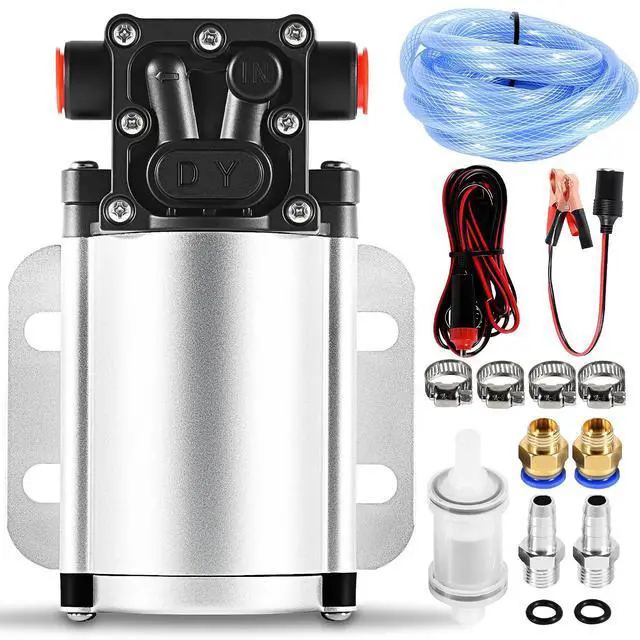 Alt view image 7 of 7 - Self-priming Electric Fuel Transfer Pump | 12 Volt 2.67 GPM High Efficiency for Liquids Diesel Kerosene Gasoline Water, with Filter Cartridge