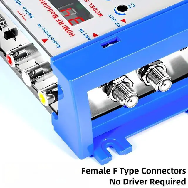 Alt view image 4 of 7 - HDMI to RF Modulator, VHF UHF AV to RF Coaxial Converter, CVBS RCA HDMI to RF Modulator Adapter, for TV PAL NTSC Format, for Home TV Switch Audio Video, Female F Type Connectors