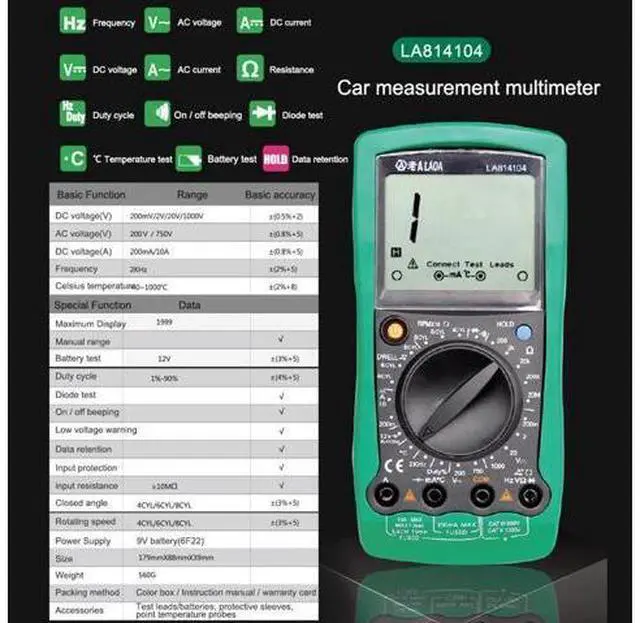 Main image of First picture~ Digital Multimeter AC/DC Ammeter Voltmeter Ohm portable Meter voltage meter Clamp Multimeter probe professional Tools(Blue LA814104 )