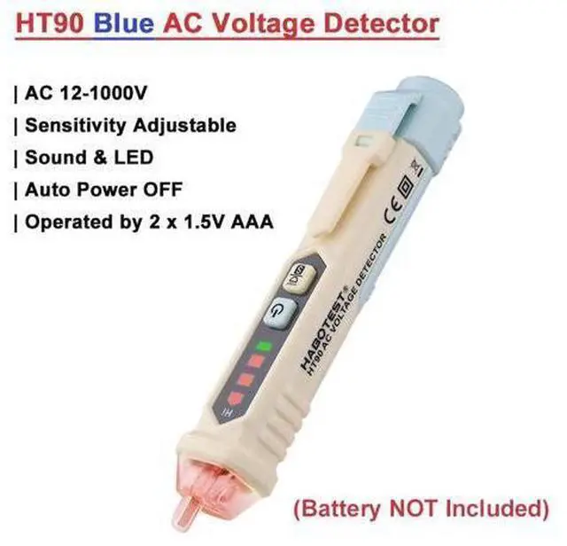 Main image of First picture~ HT90 AC Voltage Detector pen Tester Macaron Edition Dual Sensitivity Sound LED Alarm Breakpoint LIVE Null Wire Check(Gold HT90 Blue )