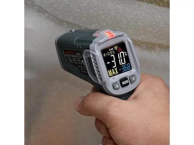 Alt view image 4 of 7 - First picture~Infrared Thermometer Digital IR Laser Temperature Meter pyrometer Imager Non Contact Termometro C/F Light Alarm(Gold HT650A 380C )