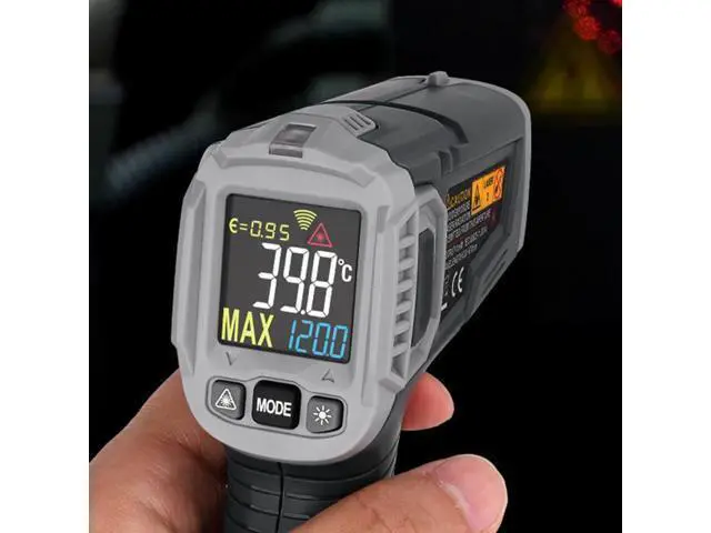 Alt view image 5 of 7 - First picture~Infrared Thermometer Digital IR Laser Temperature Meter pyrometer Imager Non Contact Termometro C/F Light Alarm(Gold HT650A 380C )