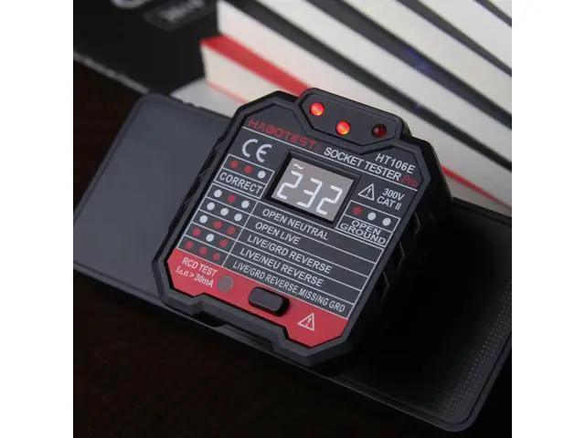 Alt view image 6 of 7 - First picture~ Socket Tester pro Voltage Test RCD 30mA Socket Detector UK EU plug Ground Zero Line plug polarity phase Check(Yellow HT106E UK Socket )