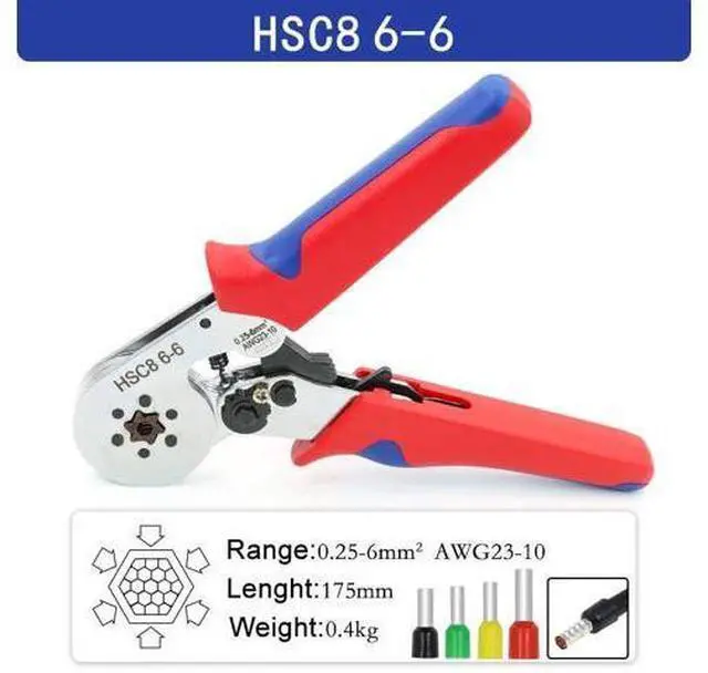 Main image of First picture~HSC8 6-6/6-4 pliers Crimp tools set for tube terminal and multifunctional stripping cutting wire pliers mini black tool bag(Green, Purple HSC8 6-6 )