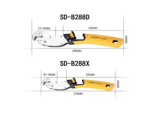 Alt view image 3 of 7 - First picture~10-19/13-24mm new universal key pipe wrench open end spanner set 65 manganese steel Chrome plating snap grip plumber multi tool(Silver SD-B288X )