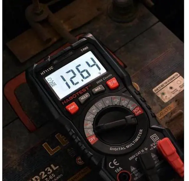 Alt view image 4 of 7 - First picture~ Handheld Digital Multimeter 600V 10A AC DC Voltage Current Ohm Hz True RMS Capacitance DMM C/F Tester Multitester(Brown HT113A Standard )