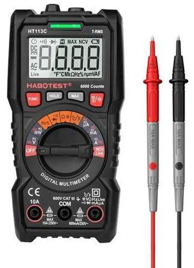 Alt view image 7 of 7 - First picture~ Handheld Digital Multimeter 600V 10A AC DC Voltage Current Ohm Hz True RMS Capacitance DMM C/F Tester Multitester(Brown HT113A Standard )