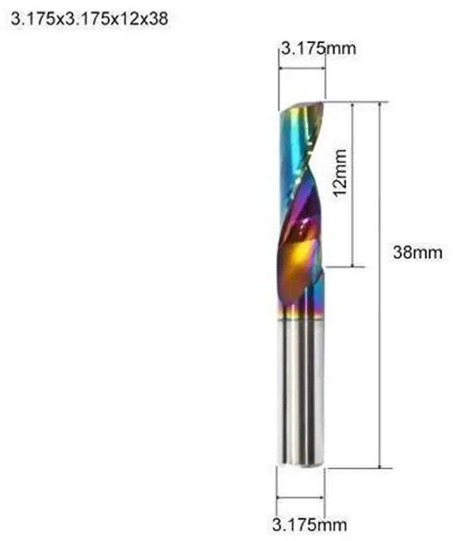 Main image of Flute for Aluminum Milling Cutter DLC Coated Colorful Aluminum Profile Composite Cutting Head Engraving Machine(5 pieces (3.175X12x38mm