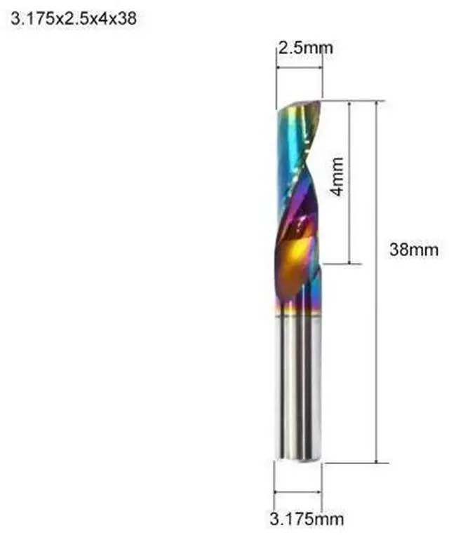 Main image of Flute for Aluminum Milling Cutter DLC Coated Colorful Aluminum Profile Composite Cutting Head Engraving Machine(5 pieces (3.175X2.5X4mm
