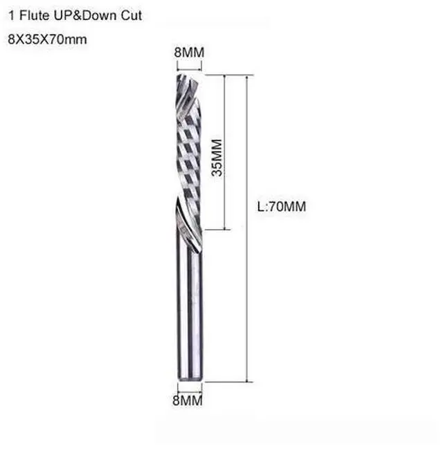 Main image of 3A UP DOWN Compound One Flute Spiral Carbide Mill Tool Cutters for Compression Wood End Mill Cutter 8X35X70mm