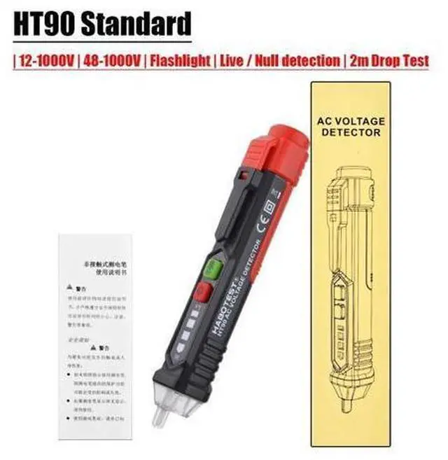 Main image of First picture~Electrician Wiring Checker pen Tester Smart Detection Non-Contact AC Voltage Detector Tester Wall Socket LIVE Null Wire Alarm(Gold HT90 P en Tester )