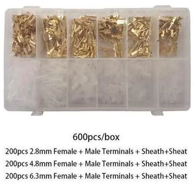Main image of First picture~Metal Connector 2.8/4.8/6.3mm Copper Wire Terminals Male Female Connectors Electric Terminal Wire Connection Spade Connector(Line Connector Ivory 600Pcsbox )