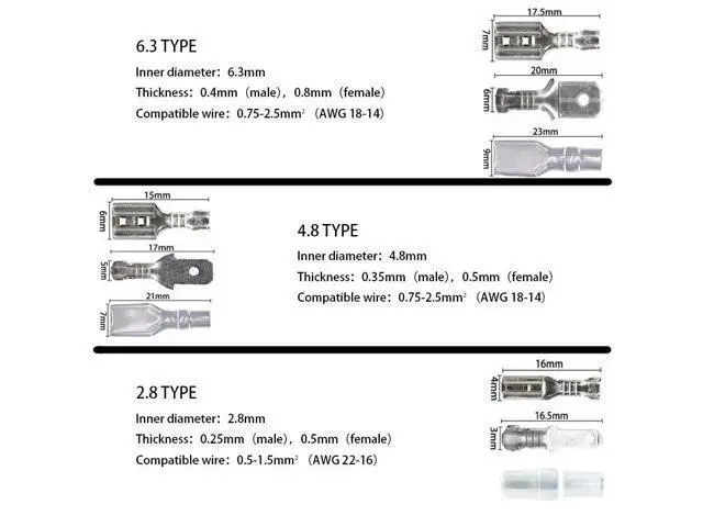 Alt view image 6 of 7 - First picture~Metal Connector 2.8/4.8/6.3mm Copper Wire Terminals Male Female Connectors Electric Terminal Wire Connection Spade Connector(Line Connector Ivory 600Pcsbox )