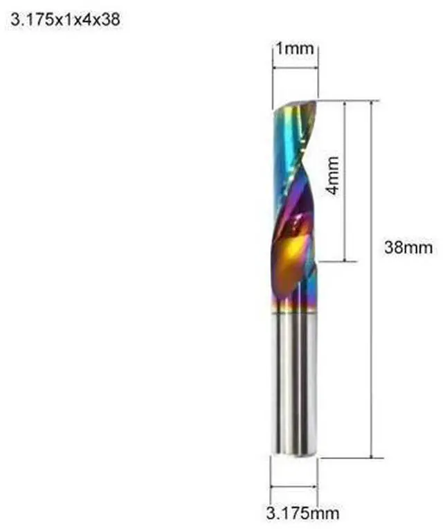 Main image of Flute for Aluminum Milling Cutter DLC Coated Colorful Aluminum Profile Composite Cutting Head Engraving Machine(5 pieces (3.175X1X4mm