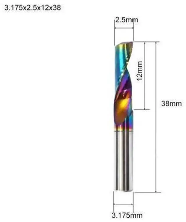 Main image of Flute for Aluminum Milling Cutter DLC Coated Colorful Aluminum Profile Composite Cutting Head Engraving Machine(10 pieces (3.175X2.5X12mm