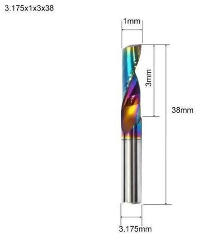 Main image of Flute for Aluminum Milling Cutter DLC Coated Colorful Aluminum Profile Composite Cutting Head Engraving Machine(10 pieces (3.175X1X3mm