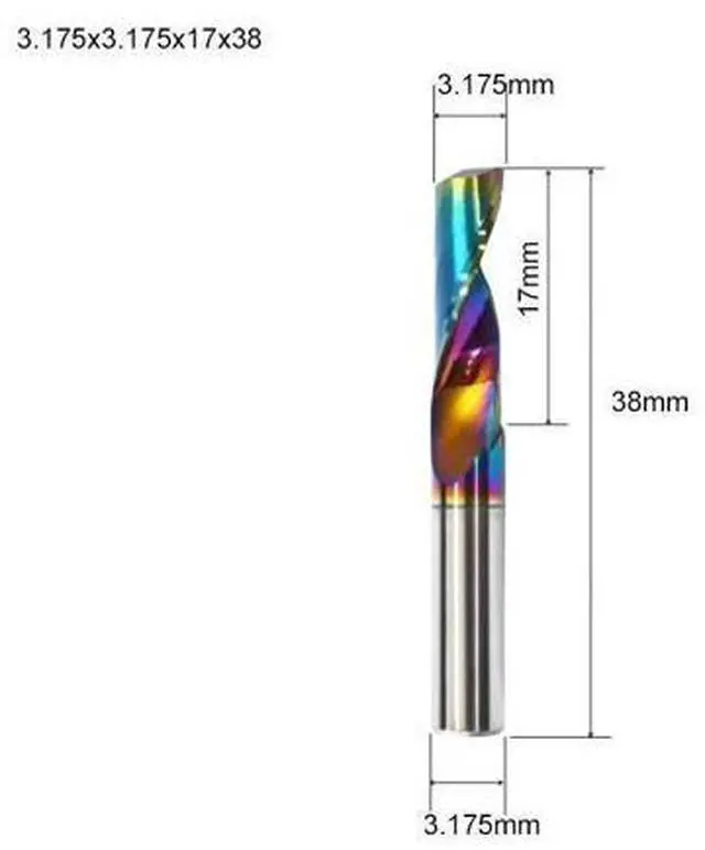 Main image of Flute for Aluminum Milling Cutter DLC Coated Colorful Aluminum Profile Composite Cutting Head Engraving Machine(5 pieces (3.175X17x38mm