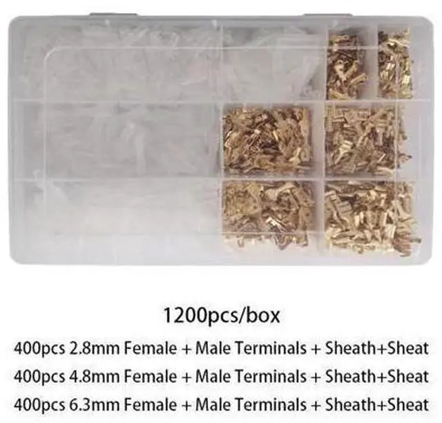 Main image of First picture~Metal Connector 2.8/4.8/6.3mm Copper Wire Terminals Male Female Connectors Electric Terminal Wire Connection Spade Connector(Line Connector Gold 1200Pcsbox )