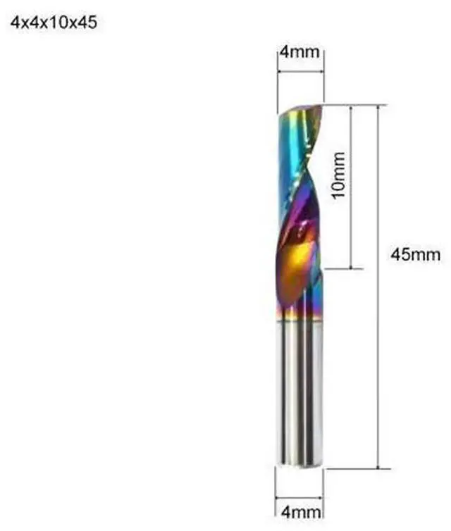 Main image of Flute for Aluminum Milling Cutter DLC Coated Colorful Aluminum Profile Composite Cutting Head Engraving Machine(5 pieces (4x10x45mm