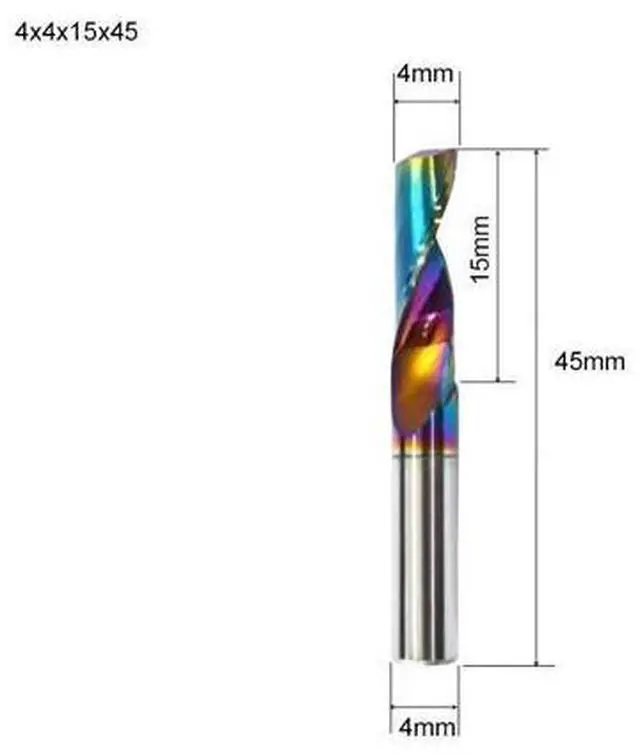 Main image of Flute for Aluminum Milling Cutter DLC Coated Colorful Aluminum Profile Composite Cutting Head Engraving Machine(5 pieces (4x15x45mm