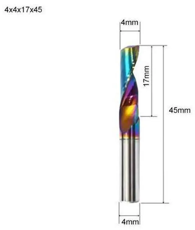 Main image of Flute for Aluminum Milling Cutter DLC Coated Colorful Aluminum Profile Composite Cutting Head Engraving Machine(5 pieces (4x17x45mm