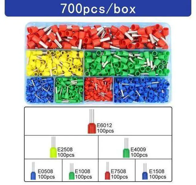 Main image of First picture~Boxed tubular terminal various styles electrical wiring connector crimping insulated tube terminals set for 0.5mm²-10mm² wire(Brown 700Pcs box )
