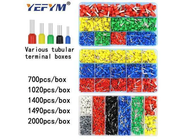 Alt view image 2 of 7 - First picture~Boxed tubular terminal various styles electrical wiring connector crimping insulated tube terminals set for 0.5mm²-10mm² wire(Brown 700Pcs box )
