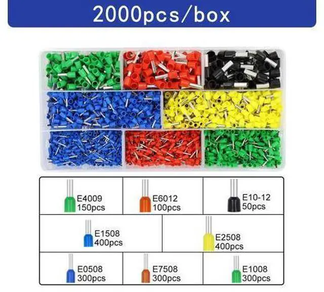 Main image of First picture~Boxed tubular terminal various styles electrical wiring connector crimping insulated tube terminals set for 0.5mm²-10mm² wire(Blue 2000Pcs box )