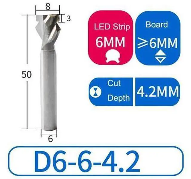Main image of 1PCS 6x6D Down4.2 Neon LED Lights Slotting Milling Cutter Tungsten Carbide Acrylic Advertising Words Light Strip Molding End Mill