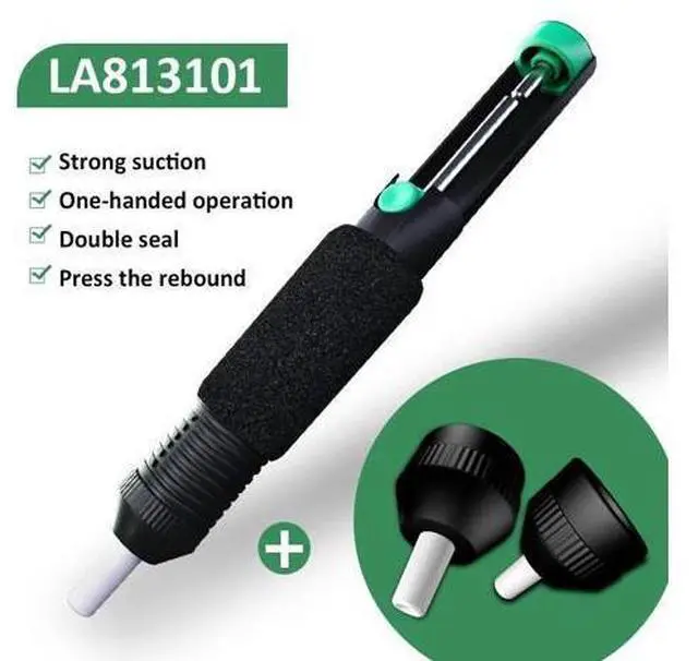 Main image of First picture~ powerful Desoldering pump Suction Tin Sucker pen Vacuum Soldering Iron Desolder Gun plastic Removal Hand Welding Tool(Silver with two more tiP s )