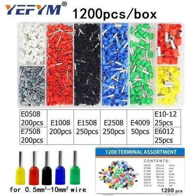 Main image of First picture~ tube insulating crimp terminals insulating ring terminals plug tab 2.8 4.8 6.3 terminator connector block 9 kinds box set(Brown 1200Pcs tube )