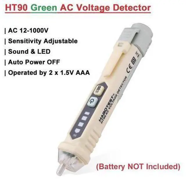 Main image of First picture~ HT90 AC Voltage Detector pen Tester Macaron Edition Dual Sensitivity Sound LED Alarm Breakpoint LIVE Null Wire Check(Silver HT90 Green )