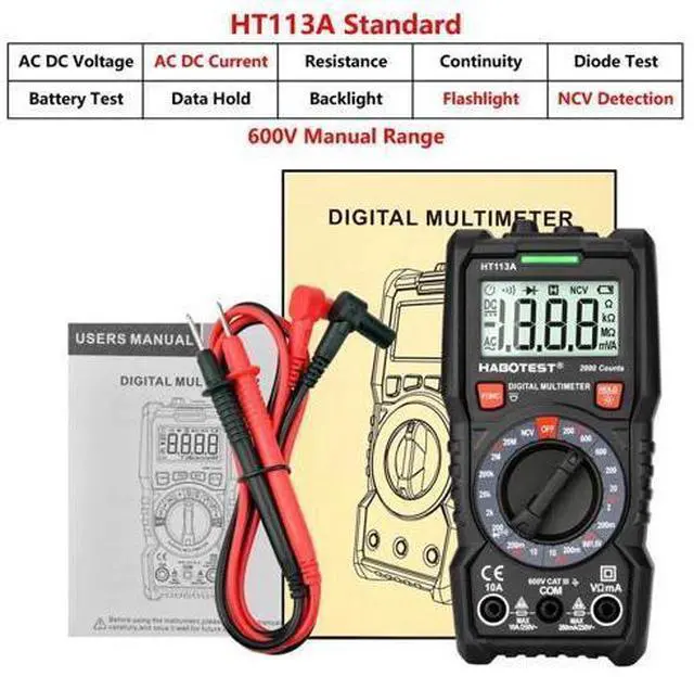 Main image of First picture~ Handheld Digital Multimeter 600V 10A AC DC Voltage Current Ohm Hz True RMS Capacitance DMM C/F Tester Multitester(Brown HT113A Standard )