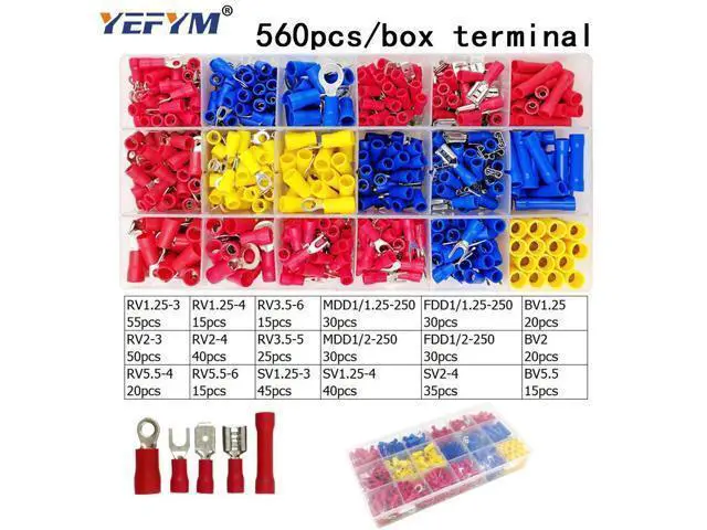 Alt view image 4 of 7 - First picture~ tube insulating crimp terminals insulating ring terminals plug tab 2.8 4.8 6.3 terminator connector block 9 kinds box set(Red 24cs ring )