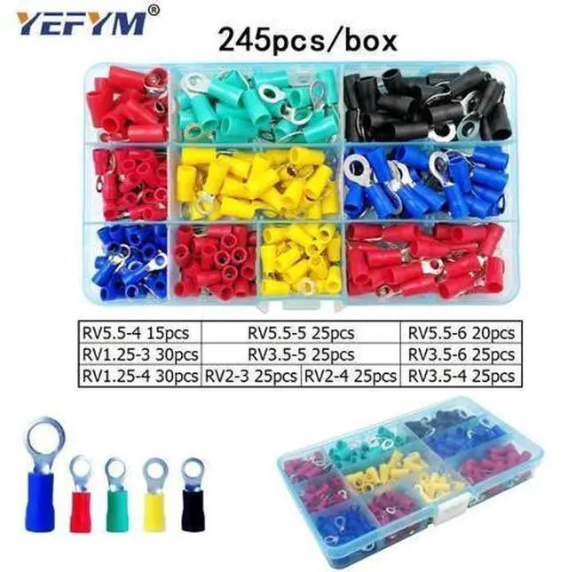 Main image of First picture~ tube insulating crimp terminals insulating ring terminals plug tab 2.8 4.8 6.3 terminator connector block 9 kinds box set(Red 24cs ring )