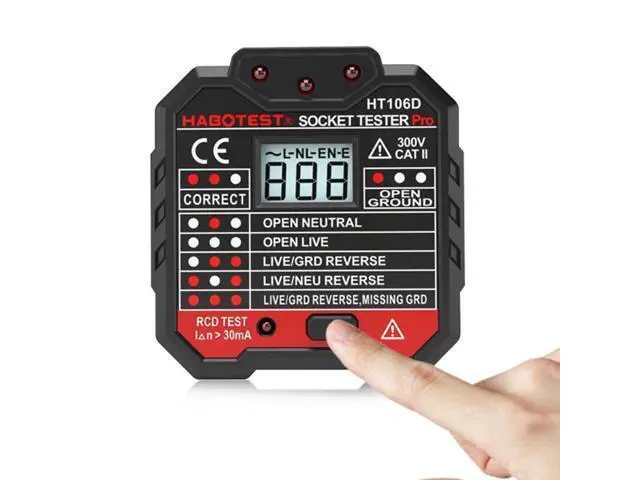 Alt view image 4 of 7 - First picture~Socket Tester Voltage Indicator HT106 professional Digital Electric Outlet Detector EU UK plugs Circuit Check 30mA RCD(Green HT106D Euro Socket )