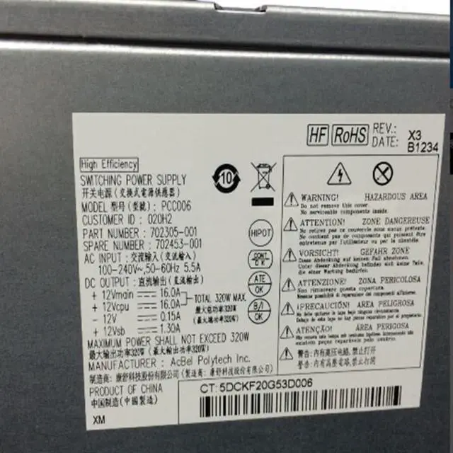 Alt view image 6 of 6 - PSU for H P 680 880 320W Power Supply D10-320P2A DPS-320JB A PC8022 HP-D3201A0 PS-4321-9 D12-320P1B PS-4321-1HB