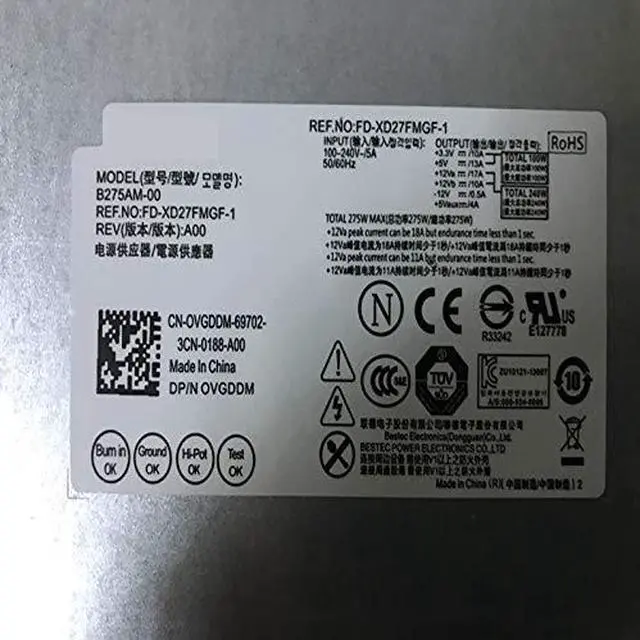 Alt view image 6 of 6 - PSU for 390 790 990 3010 9010 7010 275W Power Supply L275EM-00 084J9Y B275AM-00 AC275AM-00 H275AM-00