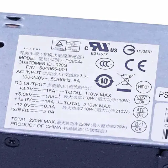 Alt view image 4 of 4 - OriginalPSU for H P TFX S5000 5118 5716 5721 220W Power Supply HP-D2701CO PC8044 HP-D2201C0 PIO3130 PC8045 pc8046 TFX0220D5WA