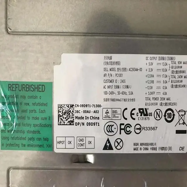Alt view image 5 of 5 - PSU for 390 790 990 9010MT T1600 7010 3010 265W Power Supply AC265AM-00 H265AM-00 L265AM-00 L265EM-00 GVY79