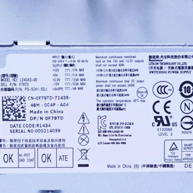 Alt view image 6 of 6 - PSU for 390 790 990 3010 7010 9010 240W Power Supply D240ES-00 AC240ES-00 H240ES-00 AC240AS-01 H240AS-00