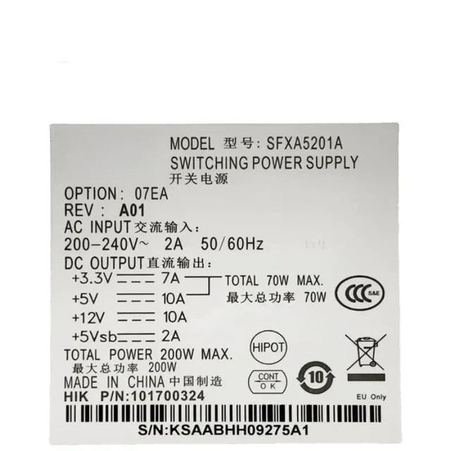 Alt view image 4 of 5 - PSU for Hard Disk Recorder Power Supply SFXA5201A GW-M200HSDA DPS-80PB-10A 200W