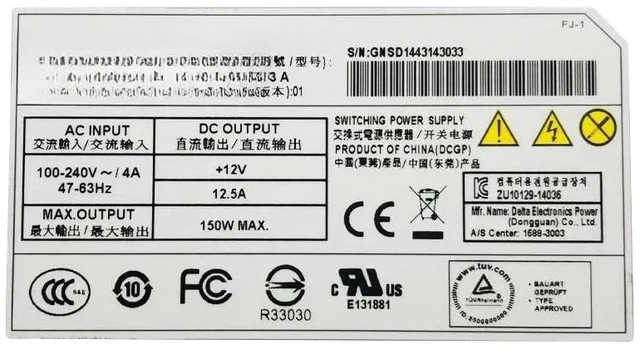 Alt view image 2 of 3 - PSU for DVR NVR 150W Power Supply DPS-150AB-3A FSP150-10GSV DPS-75VB