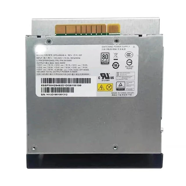 Alt view image 6 of 6 - 690W PSU for Workstation P720 P520 Switching Power Supply 54Y8980 DPS-690AB A 5P51D77167 5P51D77010