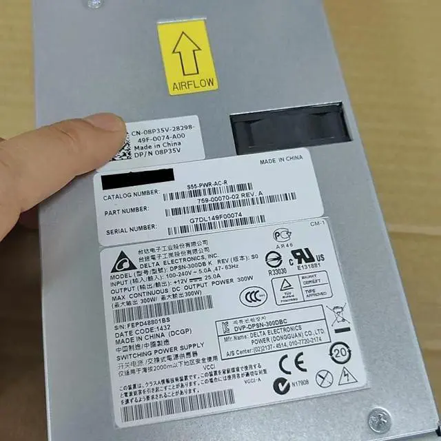 Alt view image 6 of 6 - PSU for S4810P 8024F 300W Power Supply DPSN-300DB F DPSN-300DB A DPSN-300DB B DPSN-300DB C DPSN-300DB K DPSN-300DB J