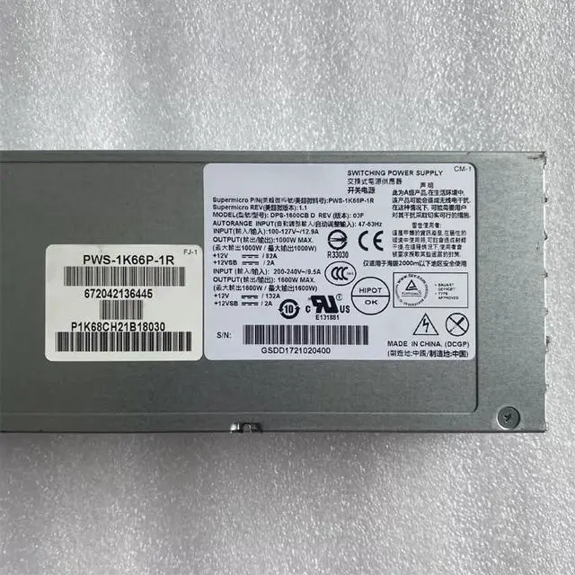 Alt view image 2 of 6 - PSU for Super Micro CRPS 1600W Switching Power Supply PWS-1K66P-1R DPS-1600CB D