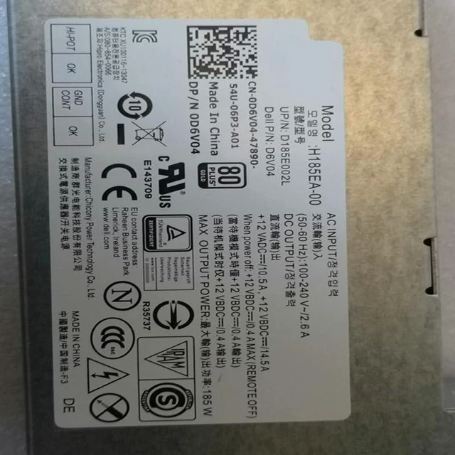 Alt view image 5 of 6 - PSU for 9010 9030 3340 5348 185W PC Power Supply B185EA-00 H185EA-00 D185EA-00 DPS-185AB-1 A D6V04 467PC N28RM