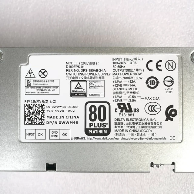 Main image of L180ES-01 L180AS-00 D180EPS-01 H180AS-02 HU180ES-01 PSU for De ll 3050 5050 7050 3668 3669 6Pin 180W Power Supply
