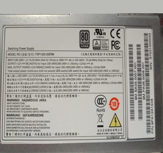 Alt view image 6 of 6 - PSU for CRPS 1200W Power Supply FSP1200-20ERM